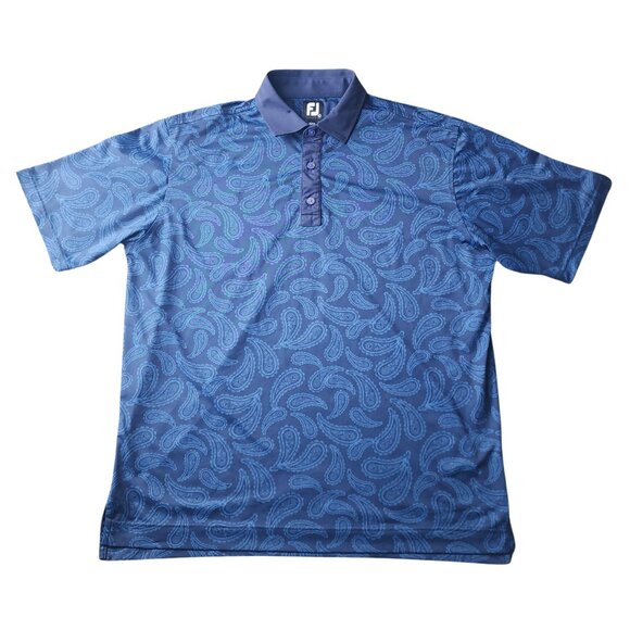 FOOTJOY Men's Blue Paisley Print Performance Golf Polo, Size Large - Picture 4 of 9